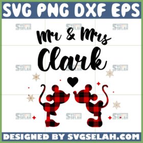 mr and mrs clark svg buffalo plaid mickey svg