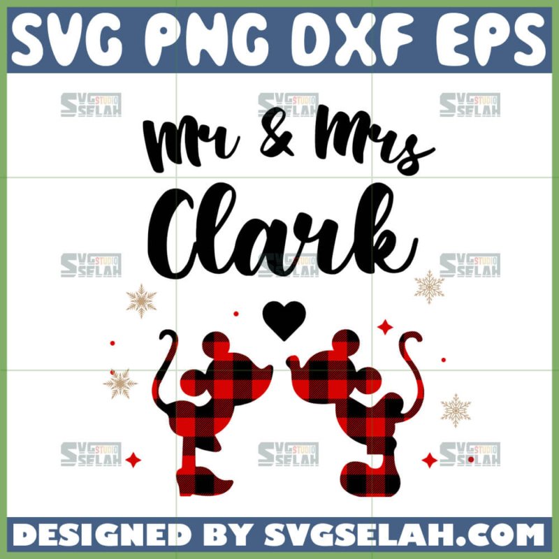 Mr And Mrs Clark Svg, Buffalo Plaid Mickey Svg SVG Selah