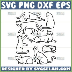 cute cat outline svg bundle