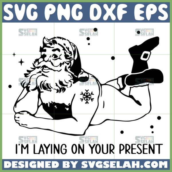 im laying on your present svg funny santa outline svg