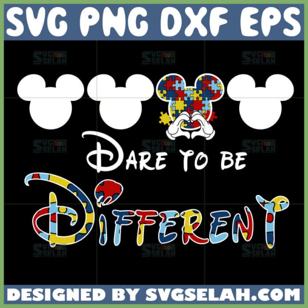 autism awareness mickey svg disney dare to be different svg