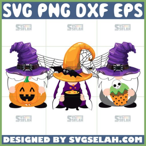 gnomes halloween with pumpkin and jack skellington svg
