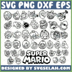 mario characters outline svg bundle