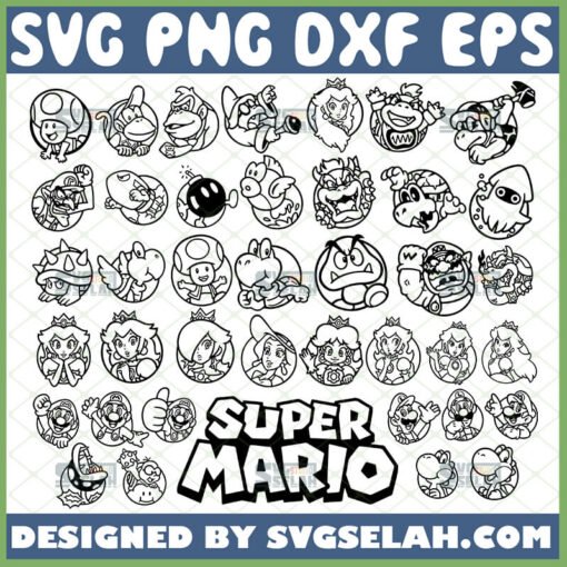 mario characters outline svg bundle