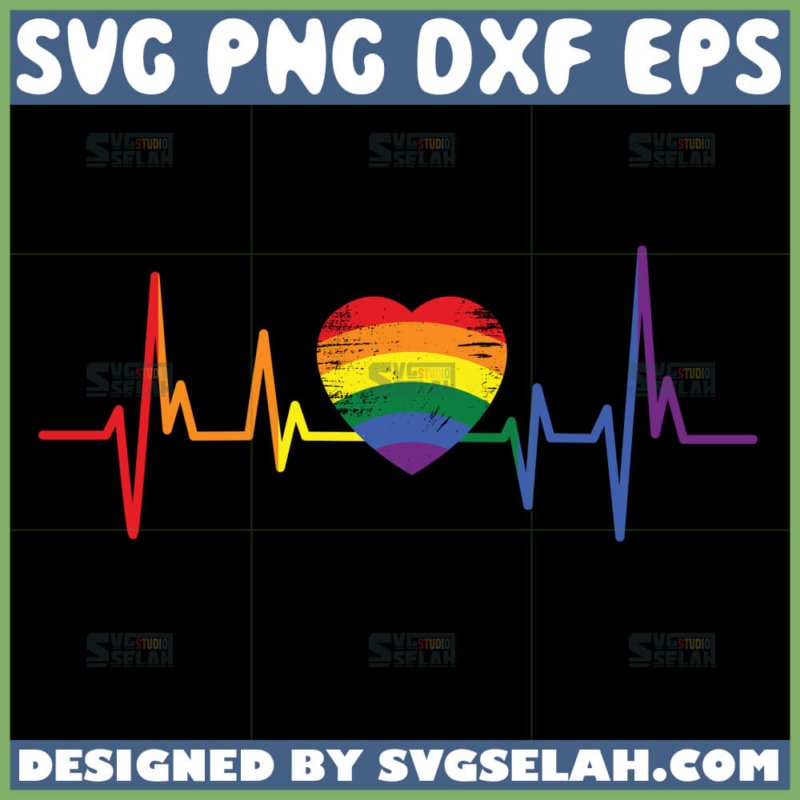 Rainbow Heart Beat SVG | LGBTQ Pride Heartbeat Digital File