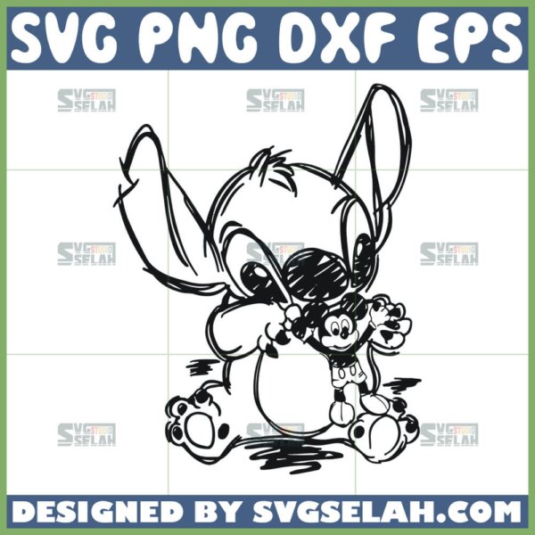 stitch and mickey outline svg