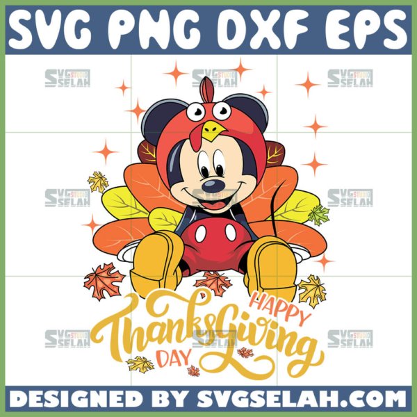 mickey mouse happy thanksgiving day svg
