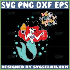 the little mermaid with ear and mickey balloon svg by SvgSelah