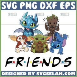 baby yoda baby aliens baby groot baby stitch and baby gizmo friends theme svg by SvgSelah