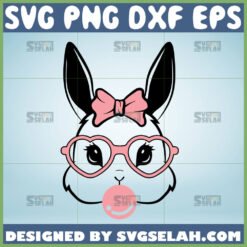 cute bunny face with heart glasses svg by SvgSelah