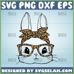 cute bunny face with leopard bandana and glasses svg by SvgSelah