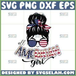 messy bun all american girl svg by SvgSelah