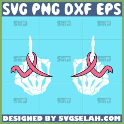 fuck cancer svg middle finger skeleton with ribbon cancer svg