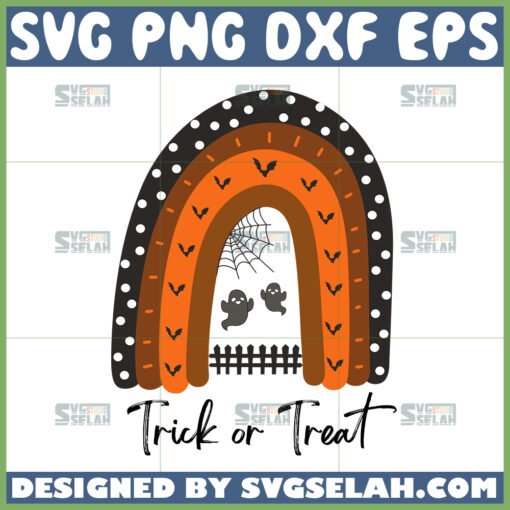 halloween rainbow svg ghostly trick or treat svg