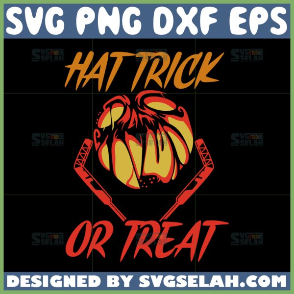 hat trick or treat svg funny hockey halloween svg