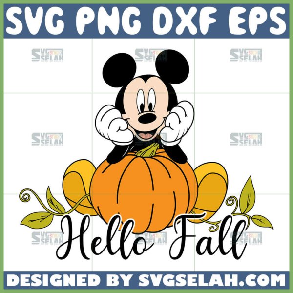 mickey and pumpkin hello fall svg
