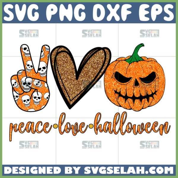 peace love halloween svg spooky pumpkin svg